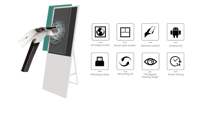 पोर्टेबल विज्ञापन एलसीडीपोस्टर स्क्रीन डिस्प्ले (1)